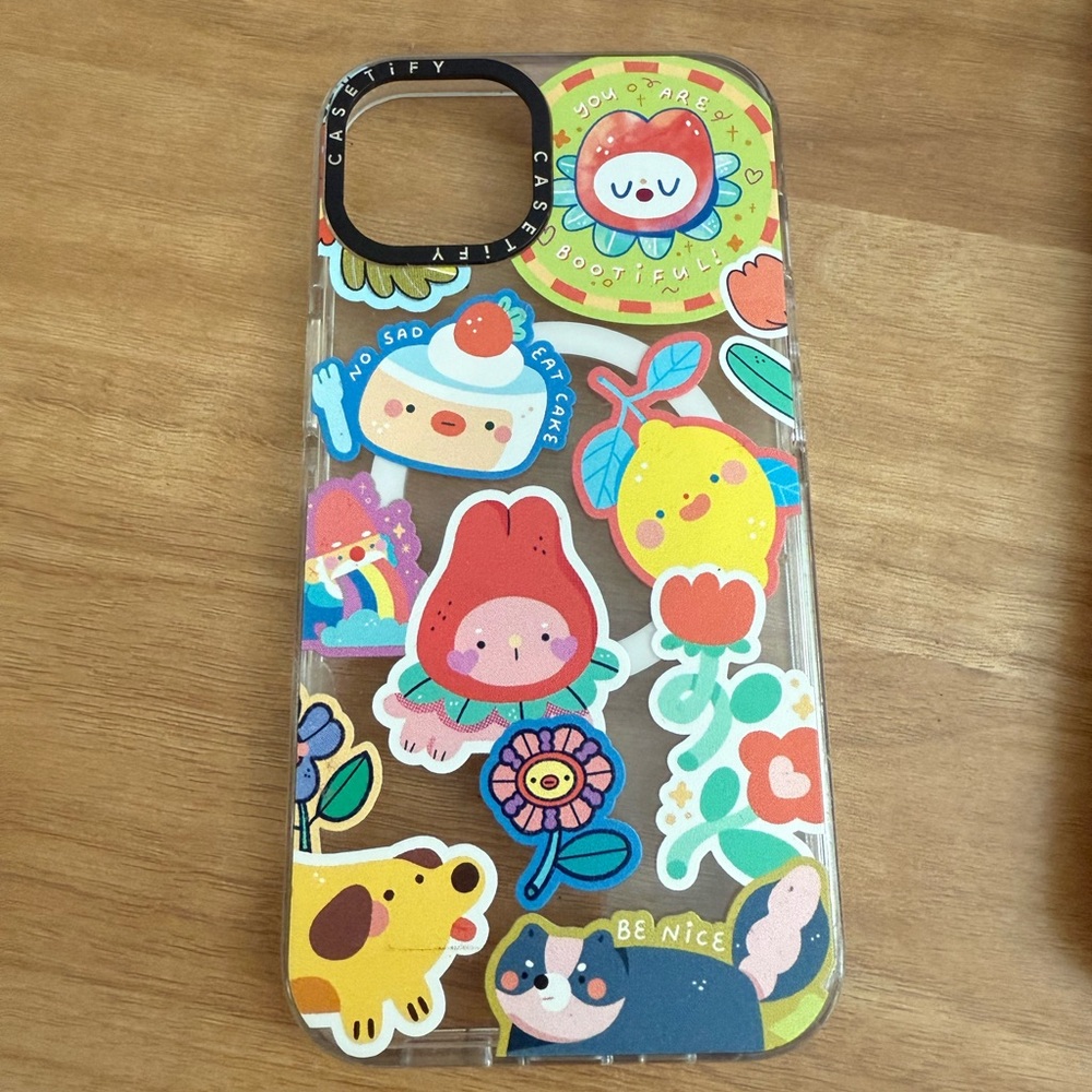 Casetify Stickies Apple Cheeks iPhone 13 Clear Case with Cartoon Design